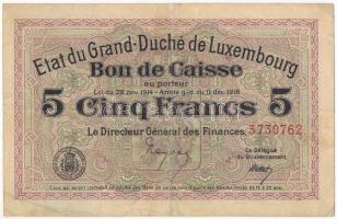 Luxemburg 1918. 5Fr 3730762 T:III  Luxembourg 1918. 5 Francs 3730762 C:F