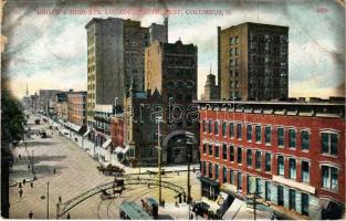 1909 Columbus (Ohio), Broad & High Streets Looking Southwest, tram (EK)