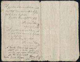 1846 Gyula, a kórház javára a lakatos céh által befizetett összegeket igazoló könyvecske 8 beírt old...