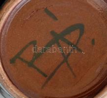 Borsódy Ágnes (1936): Retró váza, színes mázakkal festett kerámia, jelzett, apró lepattanásokkal, m:...