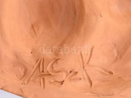 Antalfiné Szente Katalin: Kórus. Festett kerámia, jelzett, hibátlan , 47x24cm