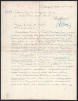 1928 Harsányi Kálmán (1876-1929) költő, író, drámaíró, színikritikus autográf levele Pekár Gyulának, a Petőfi társaság elnökének, melyben ékes szavakkal megköszöni a Petőfi nagydíjat. 2 beírt oldal.