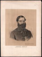 Jubál Károly, Juhbál Károly ( 1817-1853) tanár, az 1848-49-es szabadságharcot követő függetlenségi szervezkedések fő alakja és vértanúja kőnyomatos portré . Lapméret 28x37 cm