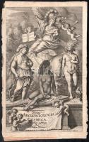 1646 Merian: Archontologia Cosmica c. könyvének sérült címlapja és a kontinensek allegorikus ábárzol...
