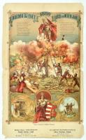 1888 Boldog Új Évet nagy méretű litográfia kéményseprő ajándék 47x28 cm szakadásokkal