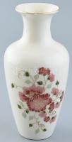 Zsolnay virágmintás porcelán váza, kézzel festett, jelzett, kopásnyomokkal, m: 16,5 cm