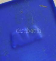 2db design váza, kék, sárga, porcelán, jelzett, kopott, m:21cm