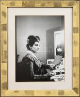 Dekoratív üvegezett keret, kopott, Maria Callas nyomottal, 29x23cm