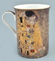 Klimt díszes porcelán bögre, jelzett, kopott, d:10cm