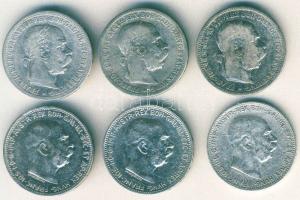 Ausztria 1893-1915. 1K Ag (6x) T:2,2/3,3