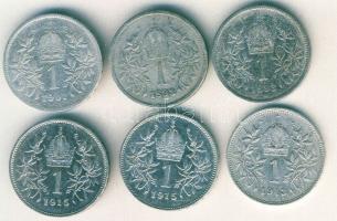 Ausztria 1893-1915. 1K Ag (6x) T:2,2/3,3