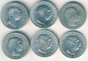Ausztria 1893-1915. 1K Ag (6x) T:2,2/3,3
