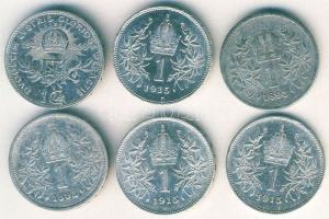 Ausztria 1893-1915. 1K Ag (6x) T:2,2/3,3