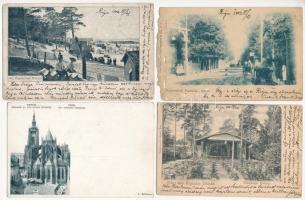 6 db RÉGI hosszú címzéses külföldi város képeslap vegyes minőségben / 6 pre-1905 European town-view postcards in mixed quality