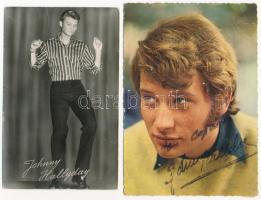 Johnny Hallyday - 2 db MODERN képeslap, egyik dedikált! / 2 modern postcards, one is signed