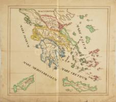 cca 1840 Görögország, Hellasz. Rézmetszetű térkép, kézzel színezett. 32x28 cm,. hajtásnyomokkal, kis beszakadással