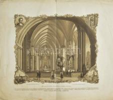 1857 Mátyás királyi temploma a budai várban. Litográfia. Kiadó Vahot Imre. 33x27 cm