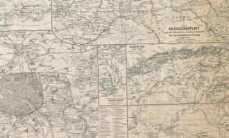 1874 Rézmetszetű térképek gyűjteménye: Európa. Franciaország történelmi térképei 7 db 40x50 cm