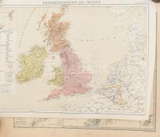 1874 Rézmetszetű térképek gyűjteménye: Nagybirtannia, Írország történelmi térképei 5 db 40x50 cm