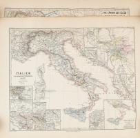 1874 Rézmetszetű térképek gyűjteménye: Olaszország, Római Birodalom, a Mediterraneum történelmi térképei 9 db 40x50 cm