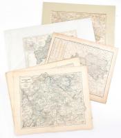cca 1870 Rézmetszetű térképek gyűjteménye: Németország, a Német-Római Birodalom, az Osztrák császárság történelmi térképei 13 db 40x50 cm