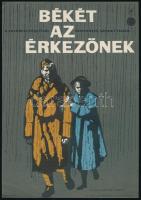 cca 1961 Békét az érkezőnek, a Velencei Fesztivál díjnyertes szovjet filmje. Kisplakát/villamosplakát. Ofszet, papír. 23,5x16,5 cm