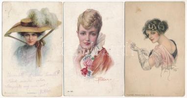 5 db RÉGI motívum képeslap: hölgyek / 5 pre-1945 motive postcards: ladies