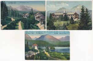 Tátra, Vysoké Tatry; 3 db régi képeslap / 3 pre-1945 postcard