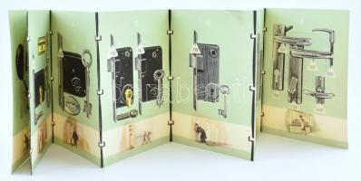 cca 1950-60 Elzett lakatok és zárak. Illusztrált, kihajtható reklám nyomtatvány,