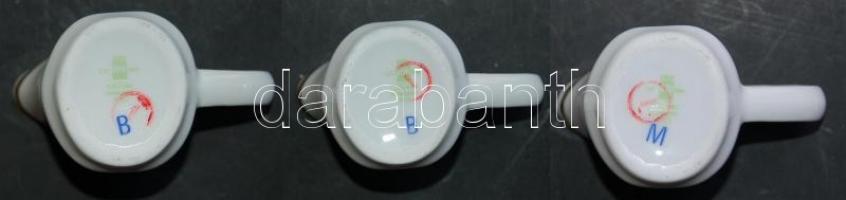 Zsolnay porcelán 3 db kis csésze 5 cm magas