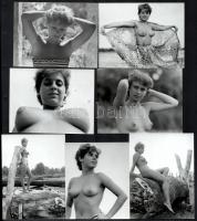 cca 1981 A fotómodell karrier kezdetén, Balogh Ferenc (1923-1993) békéscsabai fotóművész hagyatékából 7 db vintage fotó, az aktfényképezés műfajából, 9x12 cm