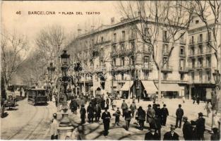 Barcelona, Plaza del Teatro / square, tram, shops