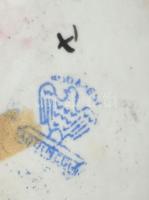 Aquincum fiú. Kézzel festett porcelán. Kopott. Jelzett. m: 15 cm