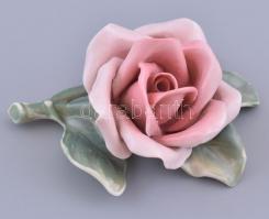 Ens porcelán rózsa, kézzel festett, jelzés nélkül, kopott, 8x7 cm