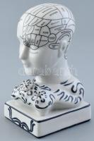 Amerikai porcelán fej az agy térképével, jelzett, kopott, m:15cm