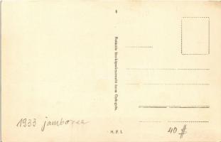 1933 Gödöllő, Jamboree, Horthy Miklós fehér lovon amerikai cserkészek előtt. photo