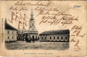 1902 Lippa, Lipova; Görögkeleti (ortodox) templom. Konstantin Sándor kiadása / Orthodox church (szakadás / tear)