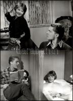 1960 Törőcsik Mari (1935-2021) a Nemzet Színésze a ,,Két emelet boldogság című film három jelenetében, 3 db vintage produkciós filmfotó, 20x29 cm