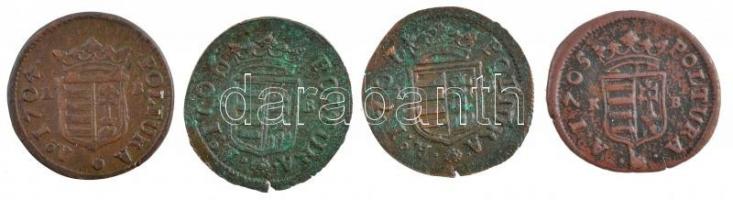1704-1707. Poltura Cu "II. Rákóczi Ferenc" Körmöcbánya (4xklf évjárat) T:1-,2 patina
Hung...