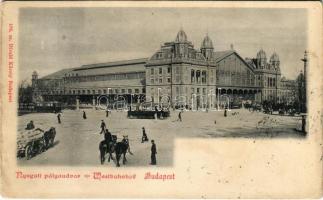 1899 (Vorläufer) Budapest VI. Nyugati pályaudvar, villamosok. Divald Károly 108. (EK)