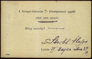 1926 Stróbl Alajos szobrász aláírása a Színyei Társaság meghívóján