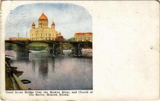 1935 Moscow, Great Sione Bridge Over the Moskva River, and Church of Our Savior (EK)