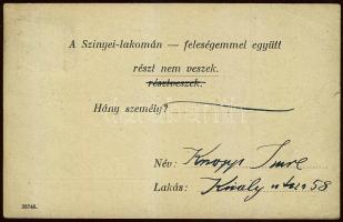 1926 Knopp Imre festőművész aláírása a Színyei Társaság meghívóján
