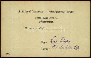 1926 Lux Elek szobrászművész aláírása a Színyei Társaság meghívóján