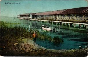 1914 Siófok, partrészlet, fürdő, csónak (EB)