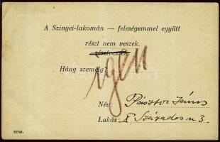 1926 Pásztor János szobrászművész aláírása a Színyei Társaság meghívóján