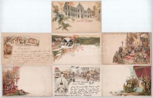 22 db (hiányos sorozat) Ezredéves Kiállítás művészlap díjjegyes lapok jó minőségben: 5 db 5 Krajcáro...