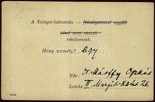 1926 Dr. Márffy Oszkár nyelvész aláírása a Szinyei Társaság meghívóján