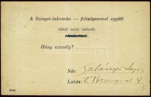 1926 Szlányi Lajos festőművész aláírása a Szinyei Társaság meghívóján