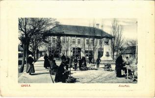 Gyula, Erkel tér, piac, Reinhart üzlete. W.L. Bp. 6533. 1910.